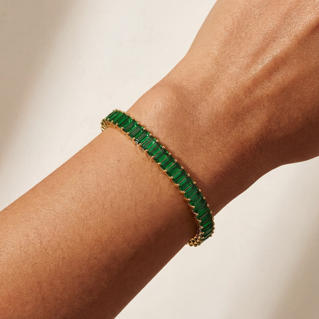 "BOCA" EMERALD BAGUETTE TENNIS BRACELET