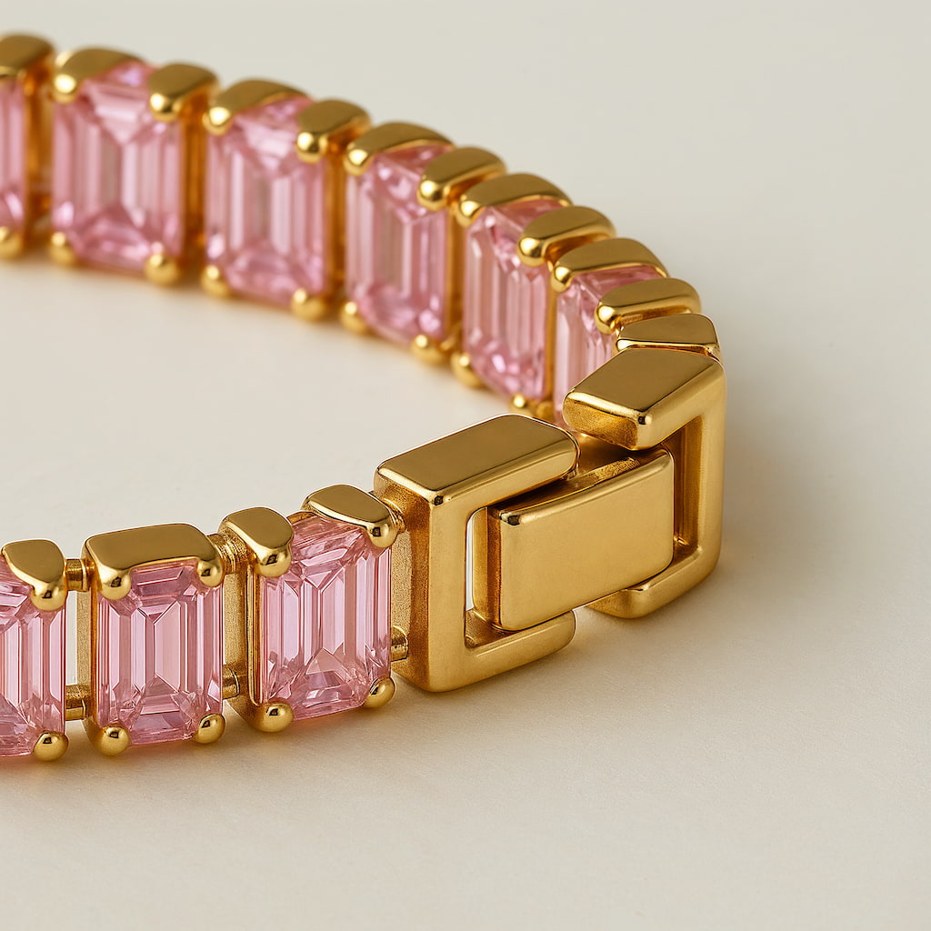 "BOCA" PINK SAPPHIRE BAGUETTE TENNIS BRACELET