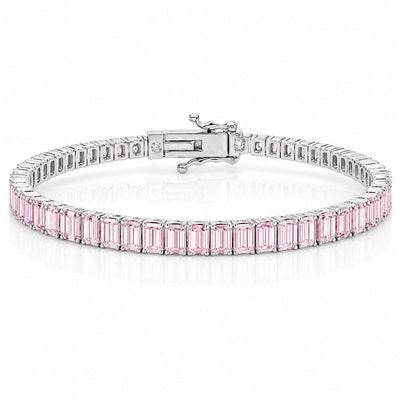“Boston” Pink Sapphire Baguette-Cut Tennis Bracelet