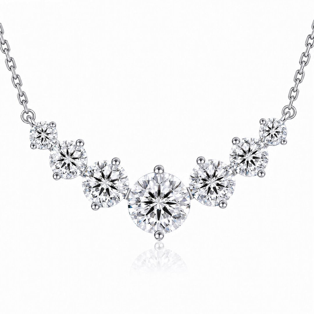“Copenhagen” Moissanite 2.8ct Graduated Solitaire Necklace