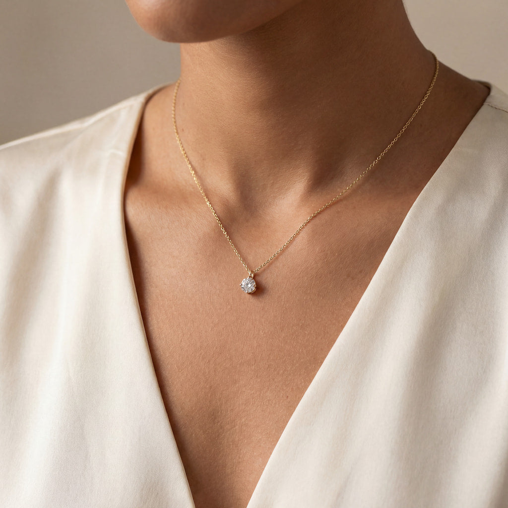 Davos Solitaire Pendant worn