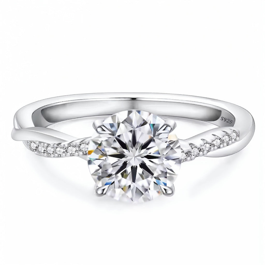 “Gstaad” Moissanite 1ct Pavé Solitaire Ring