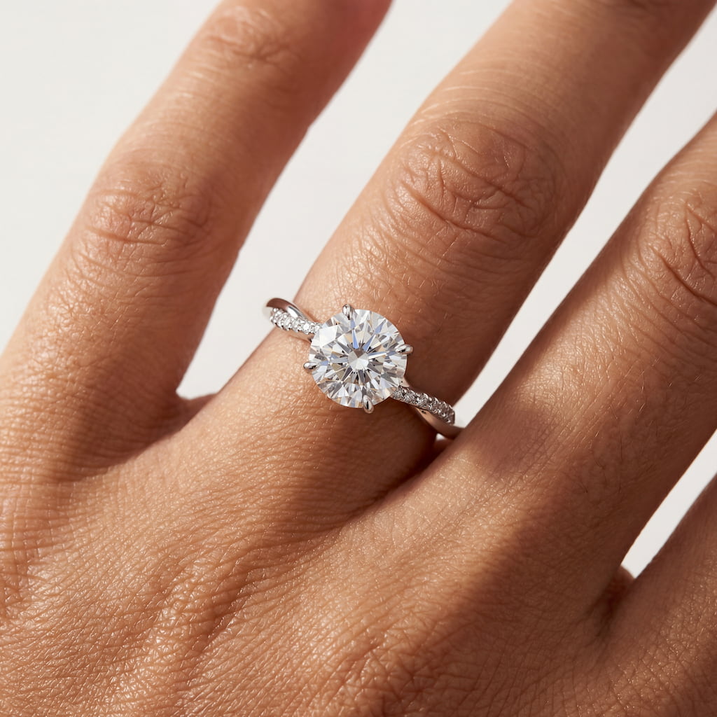 “Gstaad” Moissanite 1ct Pavé Solitaire Ring