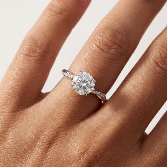 “Gstaad” Moissanite 1ct Pavé Solitaire Ring