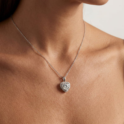 “Helsinki” Moissanite 1ct Heart Halo Necklace