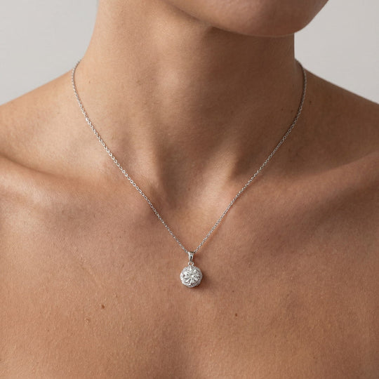 Stockholm Swirl Halo Necklace worn