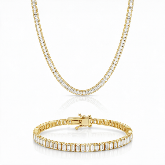 Boston Classic Baguette Set in Gold — the full set