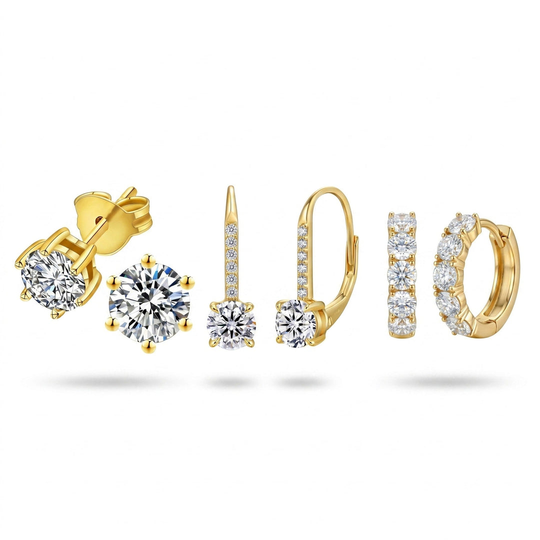 Zurich Everyday Earrings Essentials gold set on white