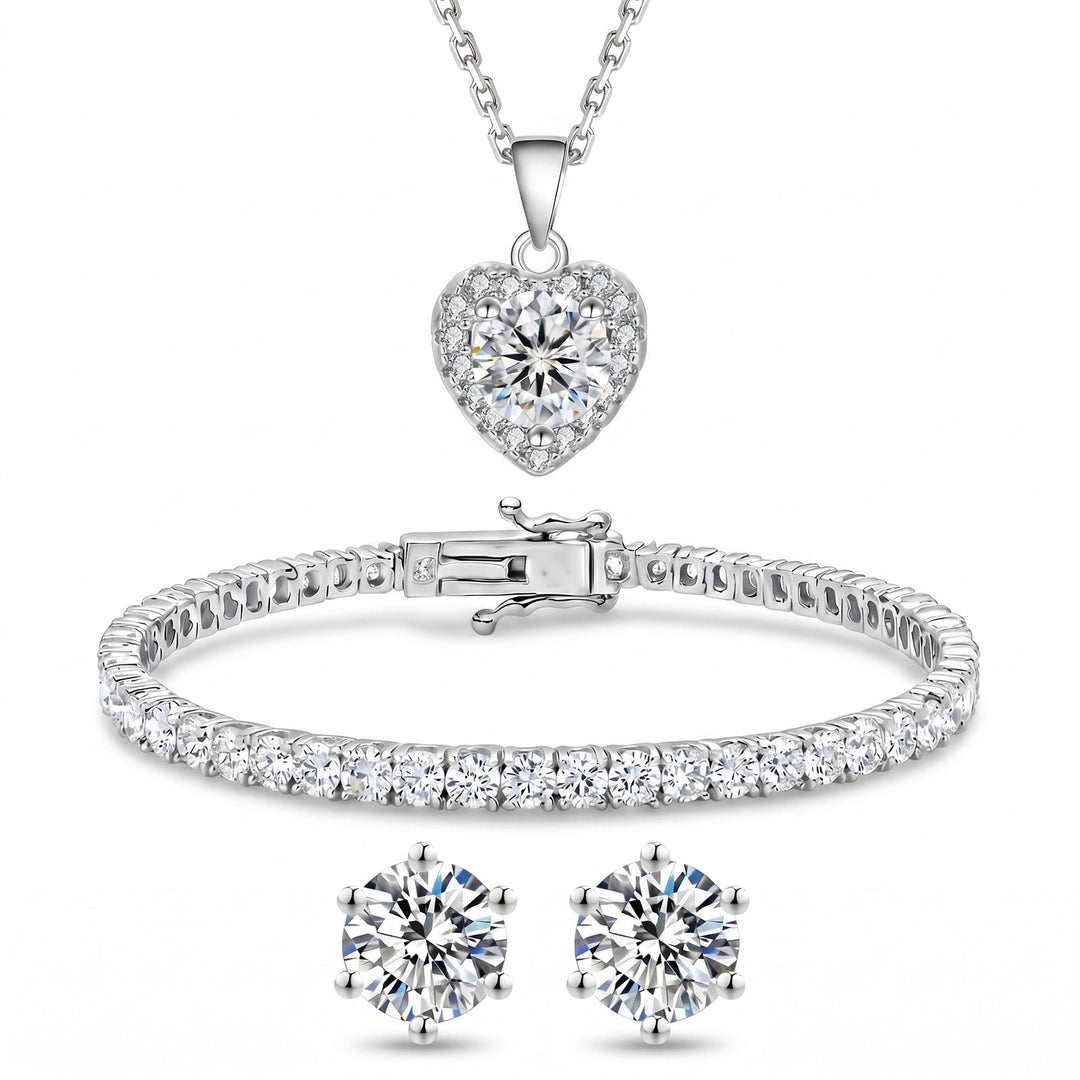 Miami Heart Silver Set on white