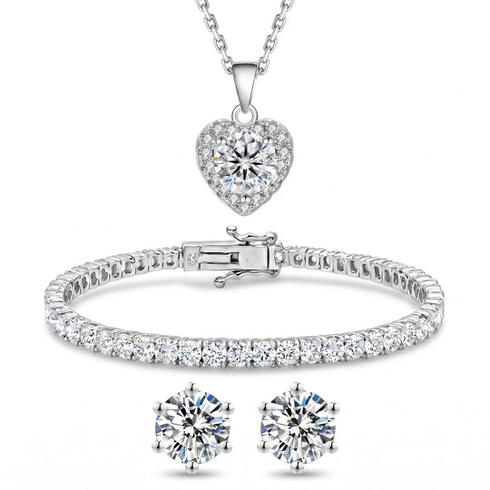 Miami Heart Silver Set on white