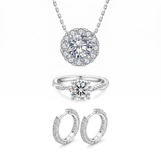 Geneva Moissanite Halo Set on white