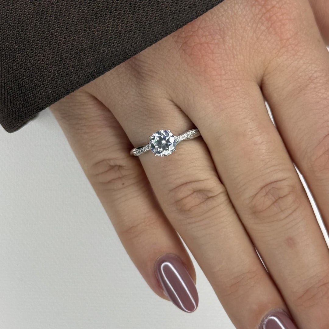 “Gstaad” Moissanite 1ct Pavé Solitaire Ring