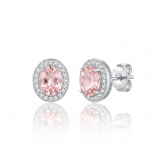 "Bali" Morganite Halo Studs