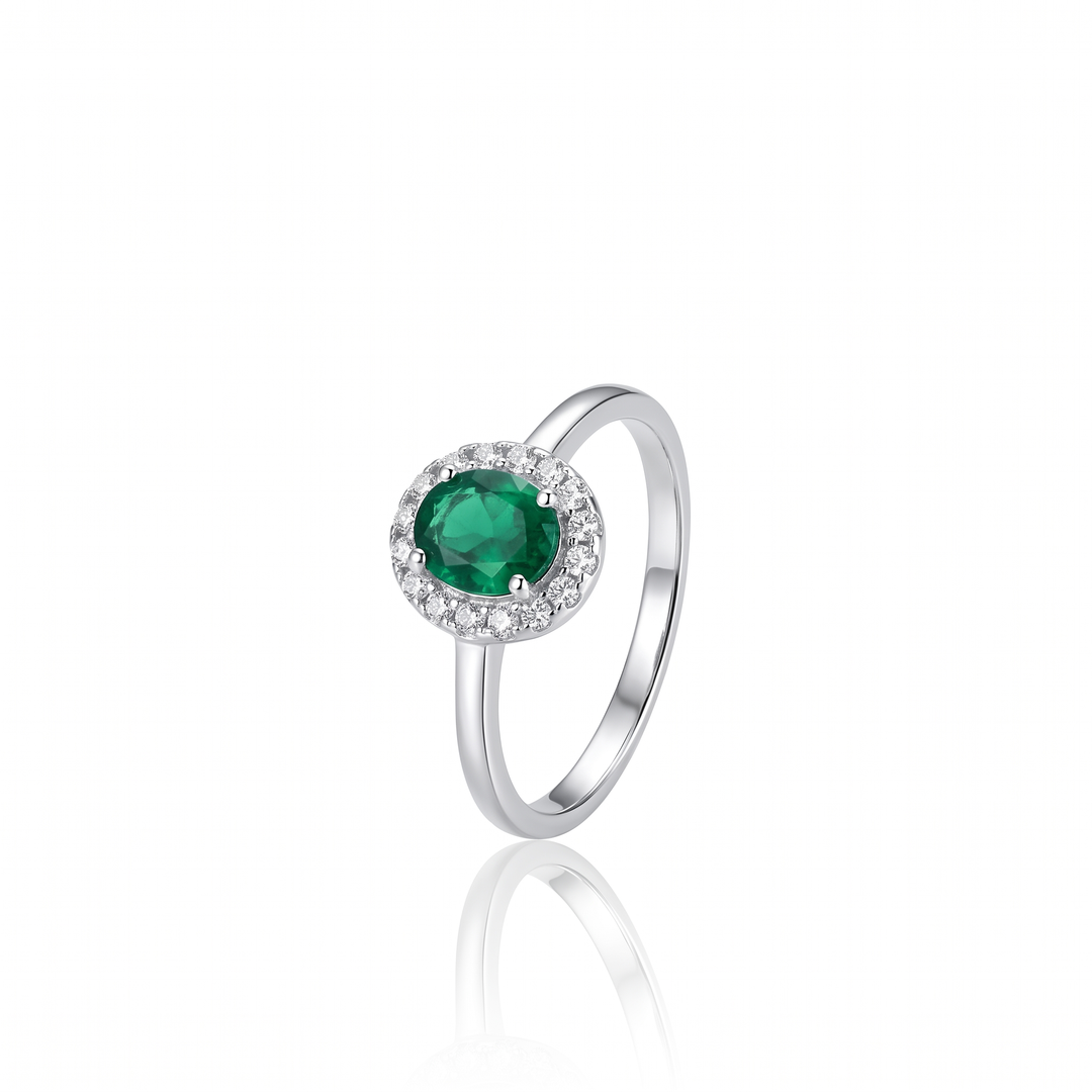 "Verona" Emerald Halo Ring