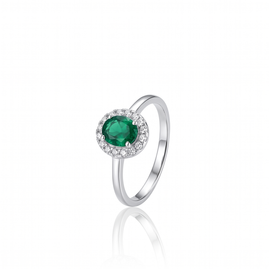 "Verona" Emerald Halo Ring