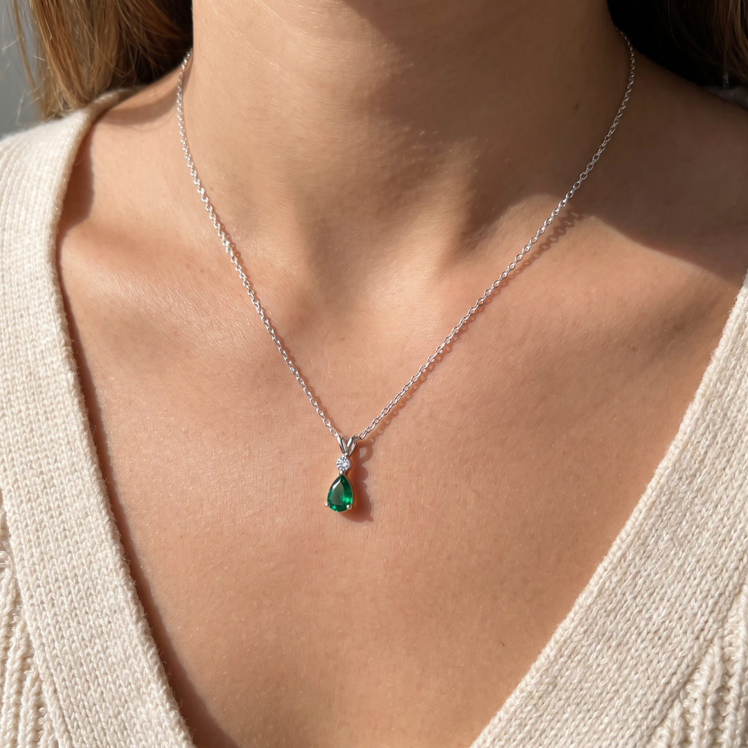 "Dublin" Emerald Teardrop Pendant