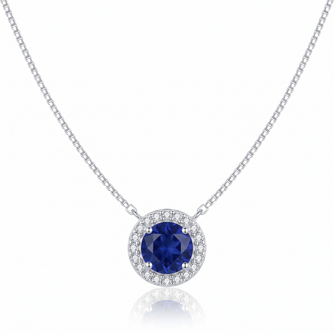 "Oslo" Sapphire Halo Pendant