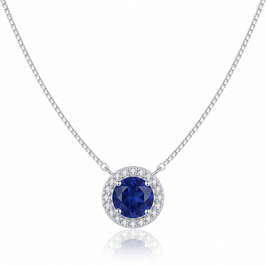 "Oslo" Sapphire Halo Pendant