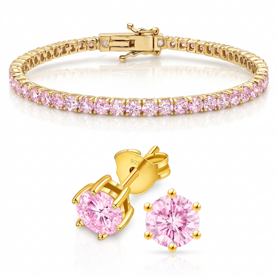 "Miami" Pink Sapphire Bracelet & Studs Set