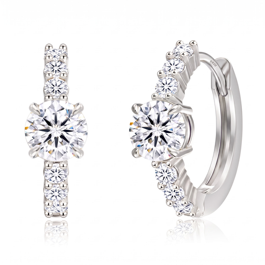 "Dubai" Solitaire Stud & Pave Hoop