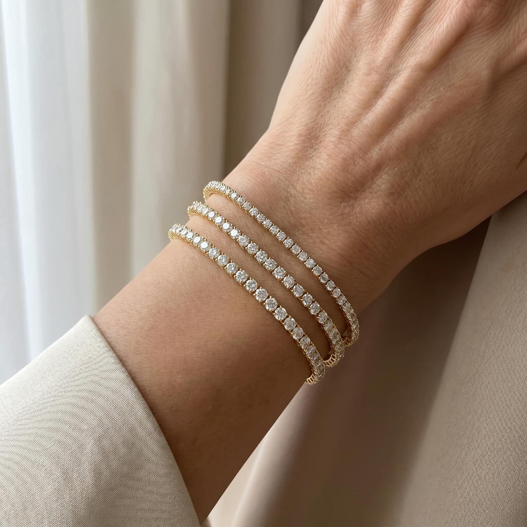 Miami Carat Trio Gold worn on wrist