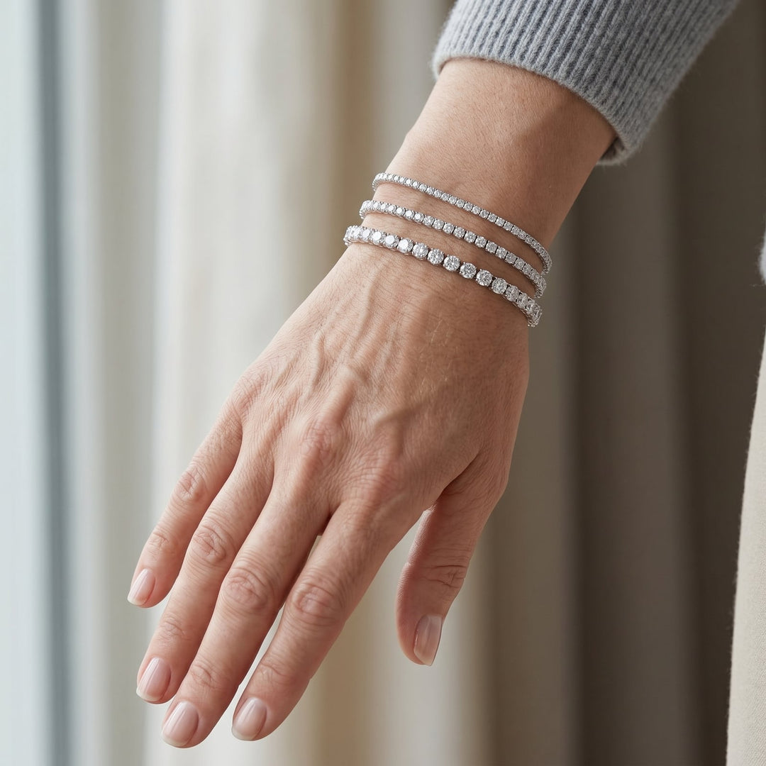 Miami Carat Trio Silver worn on wrist
