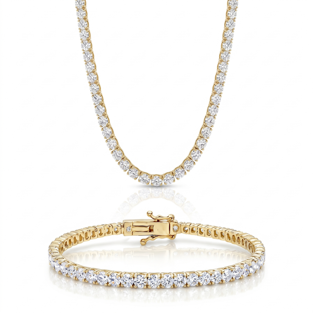 Miami Classic Bracelet & Choker Set in Gold — the full set