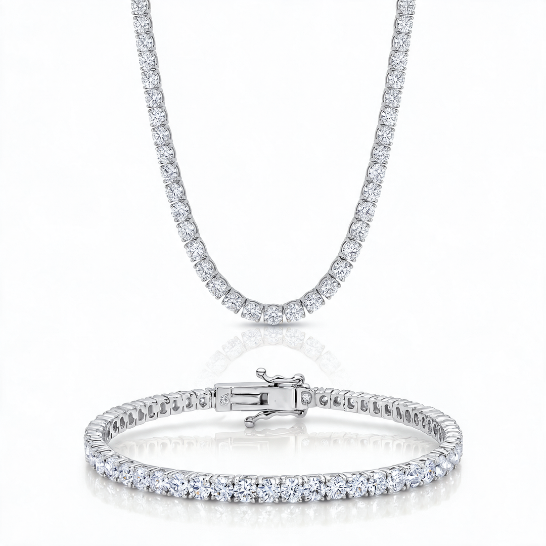 Miami Classic Bracelet & Choker Set in Silver — the full set