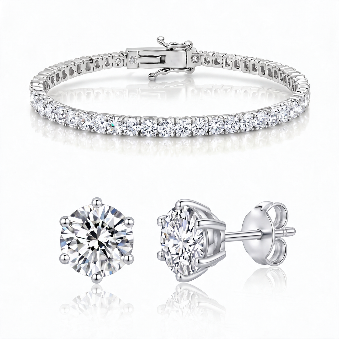 Miami Classic Bracelet & Studs Set in Silver — the full set