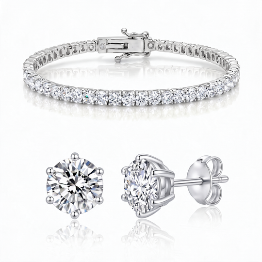 Miami Classic Bracelet & Studs Set in Silver — the full set