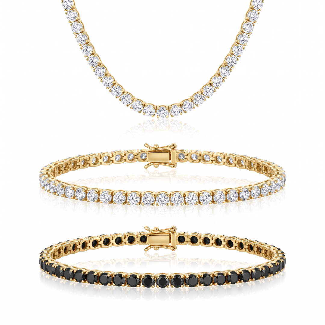 Miami Classic Choker & Onyx Stack Trio Set in Gold — the full set