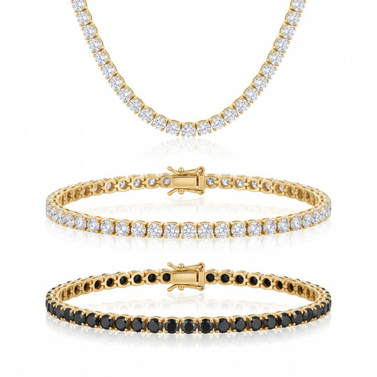 Miami Classic Choker & Onyx Stack Trio Set in Gold — the full set