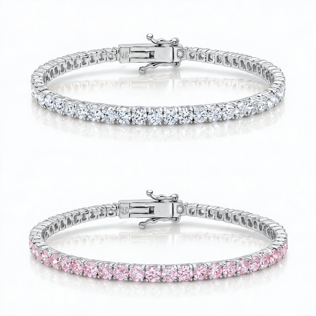Miami Classic & Pink Sapphire Stack Set in Silver — the full set