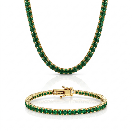 Miami Emerald Bracelet & Choker Set in Gold — the full set