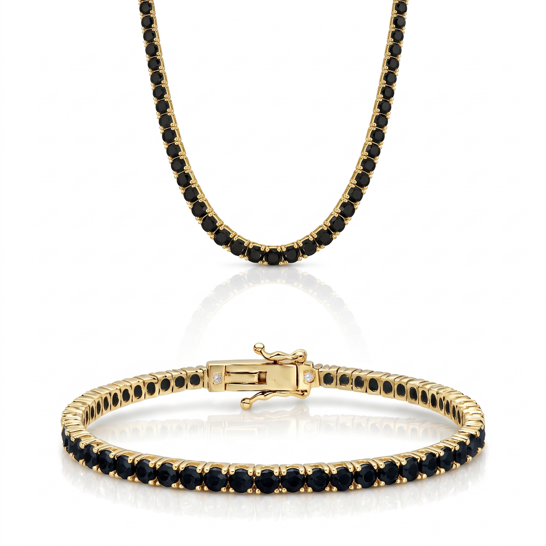 Miami Onyx Bracelet & Choker Set in Gold — the full set