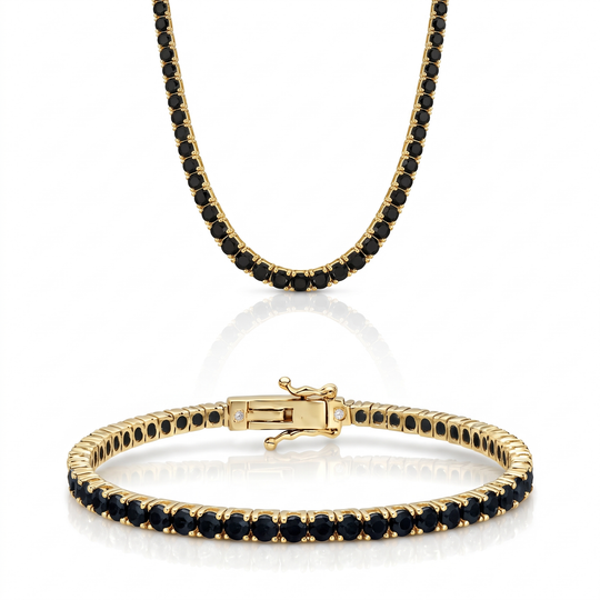 Miami Onyx Bracelet & Choker Set in Gold — the full set