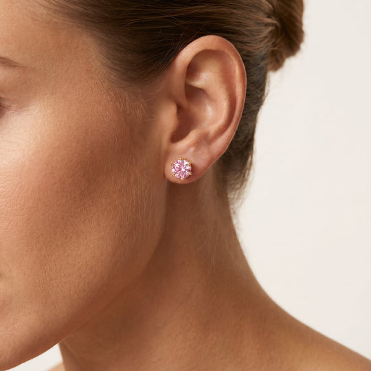 “MIAMI” PINK MOISSANITE 1CT 6-PRONG SOLITAIRE TENNIS STUD EARRINGS 2.0