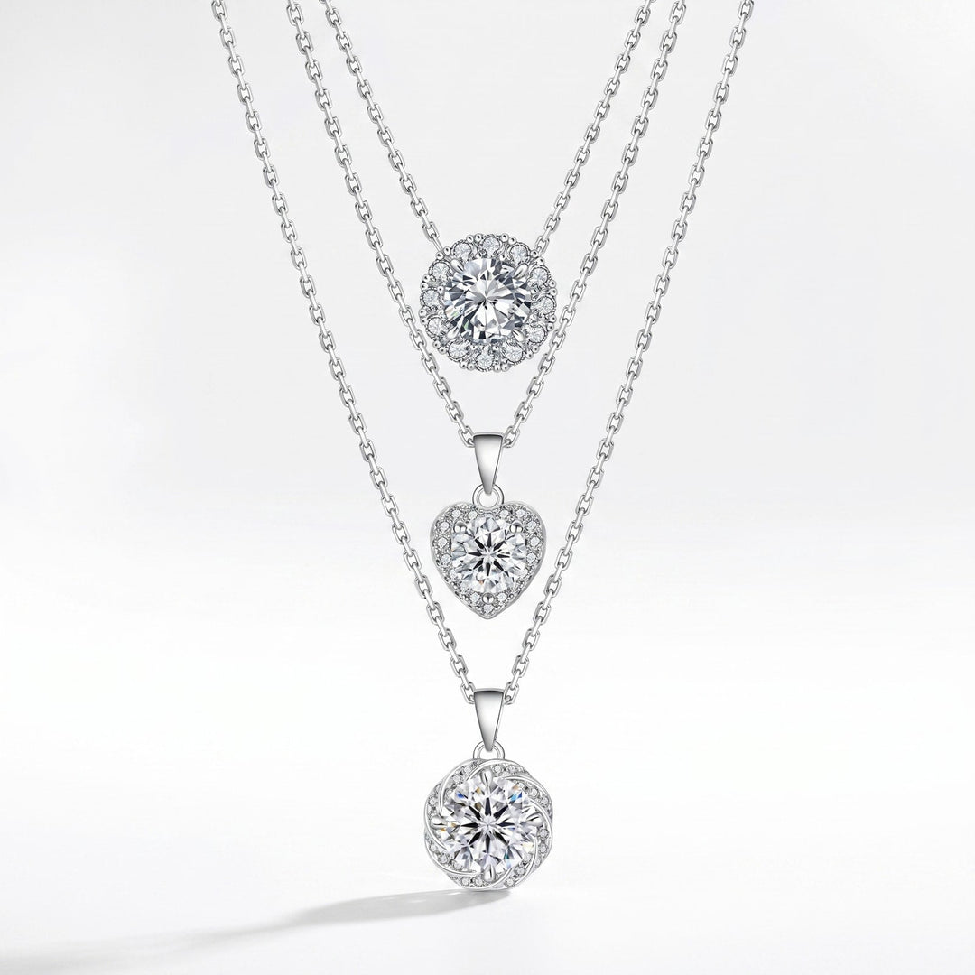 Geneva Moissanite Necklace Trio on white