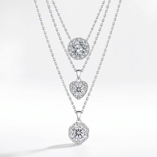 Geneva Moissanite Necklace Trio on white
