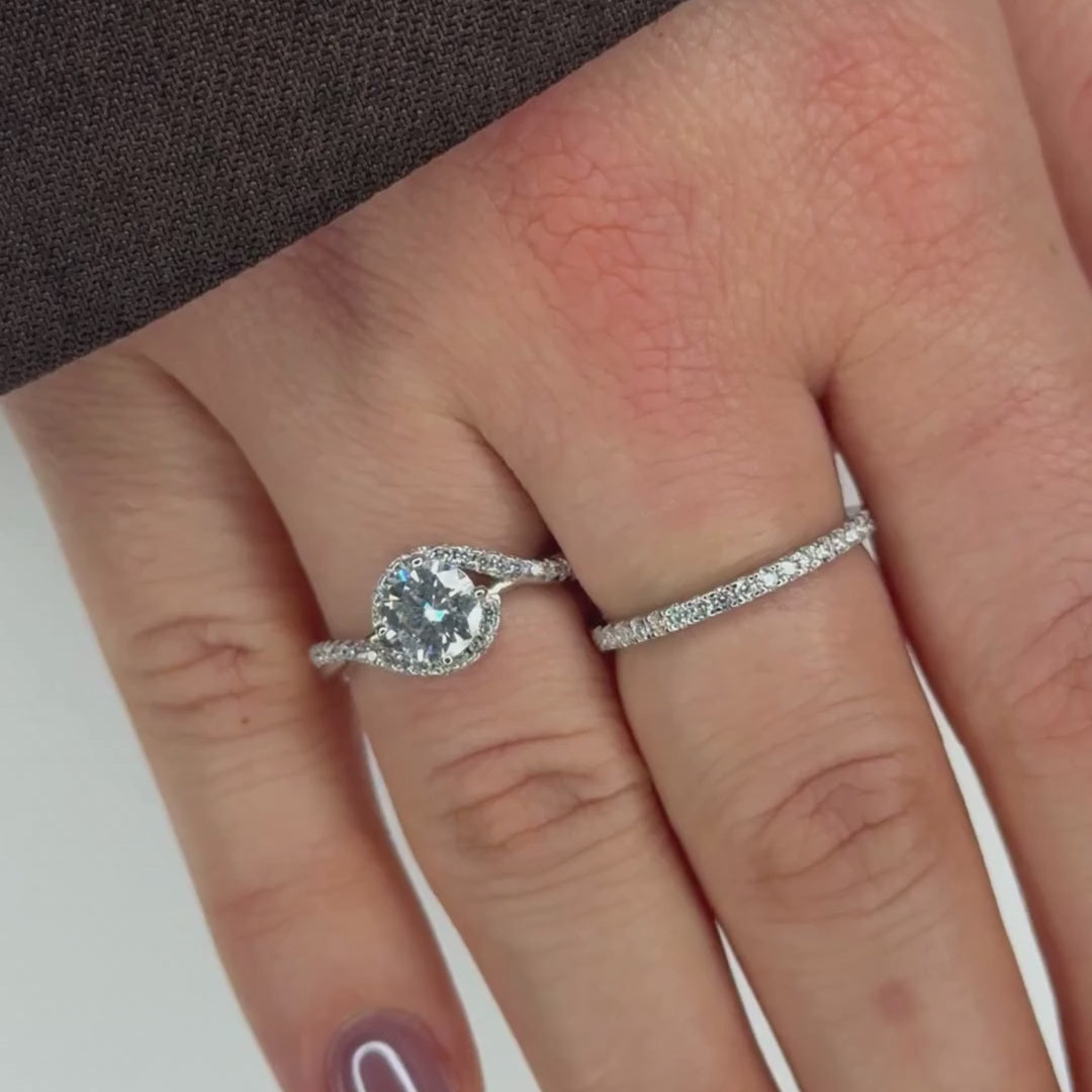 “Vienna” Moissanite 1ct Swirl Halo Ring