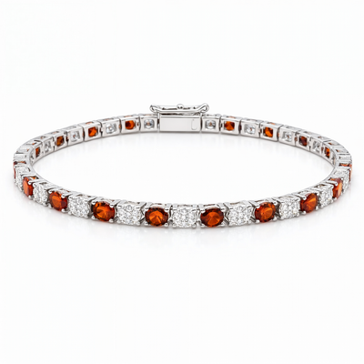 “Roma” Red Garnet & Diamond Alternating Tennis Bracelet