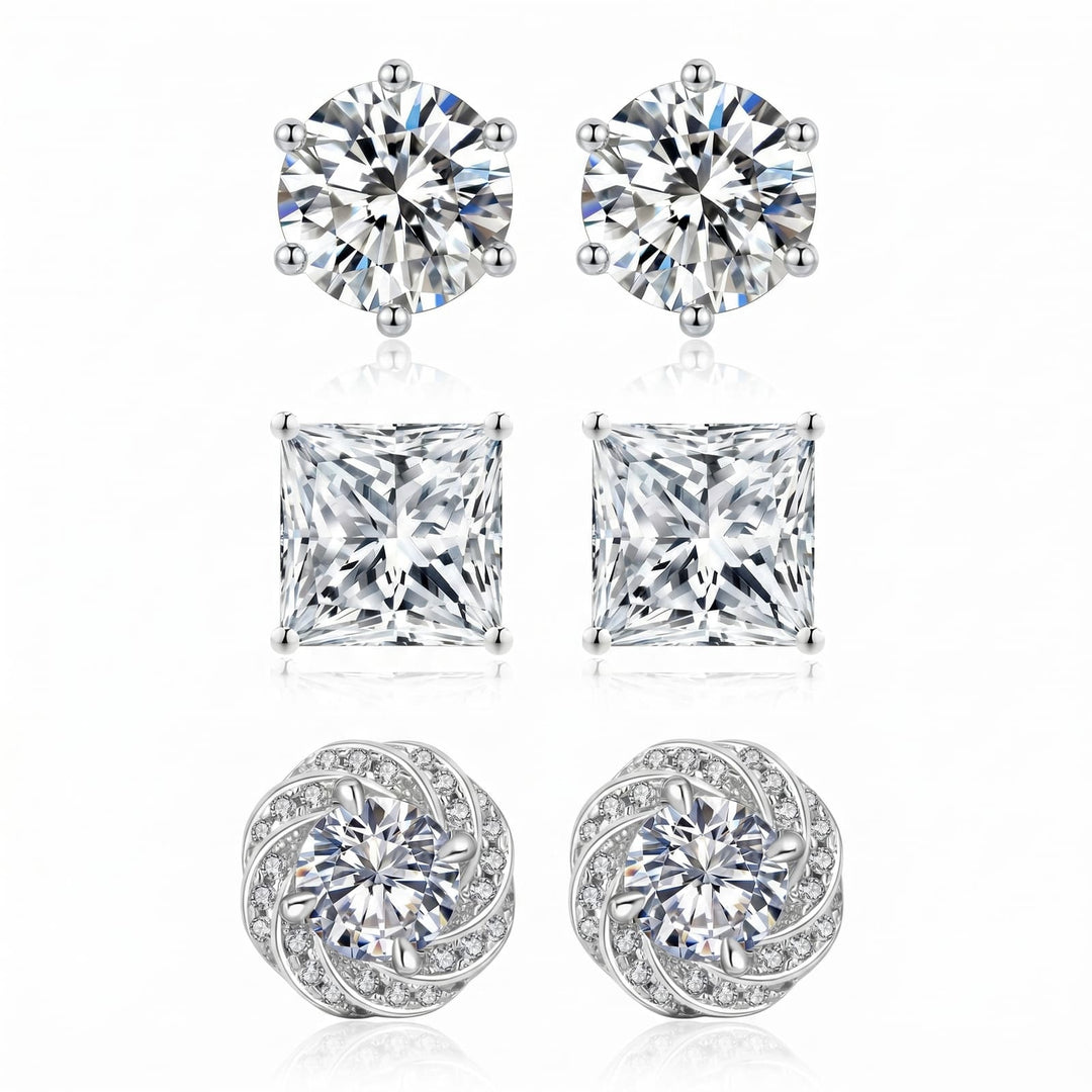 Miami Stud Trio Silver Set flatlay