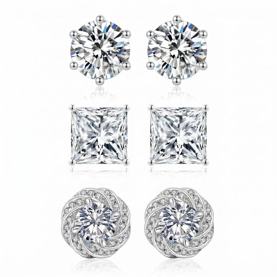 Miami Stud Trio Silver Set flatlay