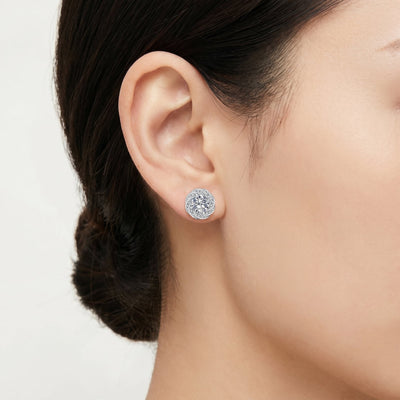 “Stockholm” Moissanite 1ct Swirl Halo Studs