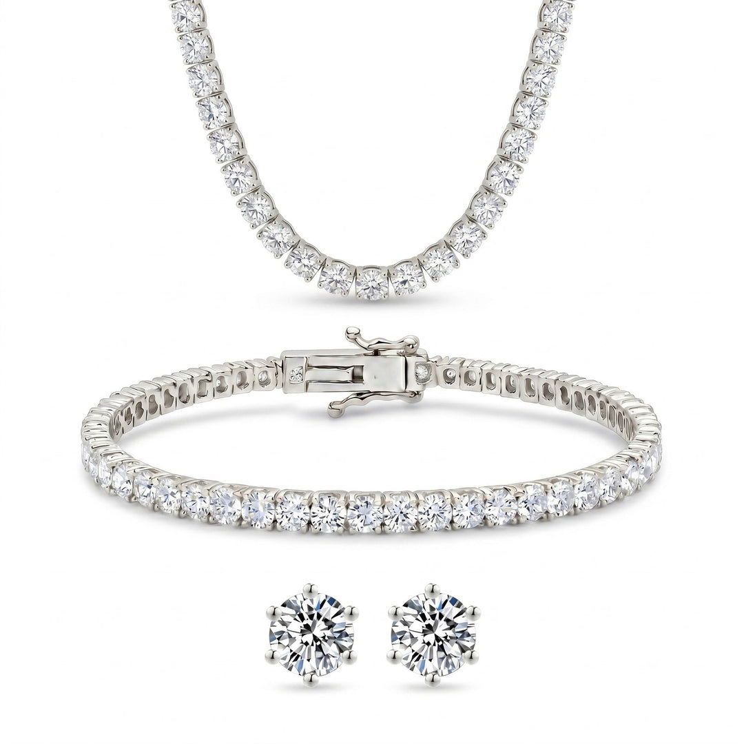 Miami Classic Tennis Silver Set on white