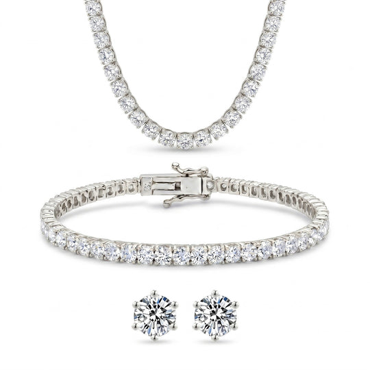 Miami Classic Tennis Silver Set on white