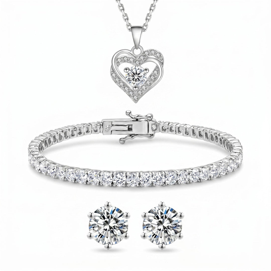 Miami Love Heart Silver Set on white