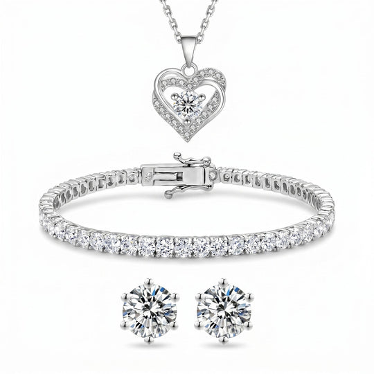 Miami Love Heart Silver Set on white