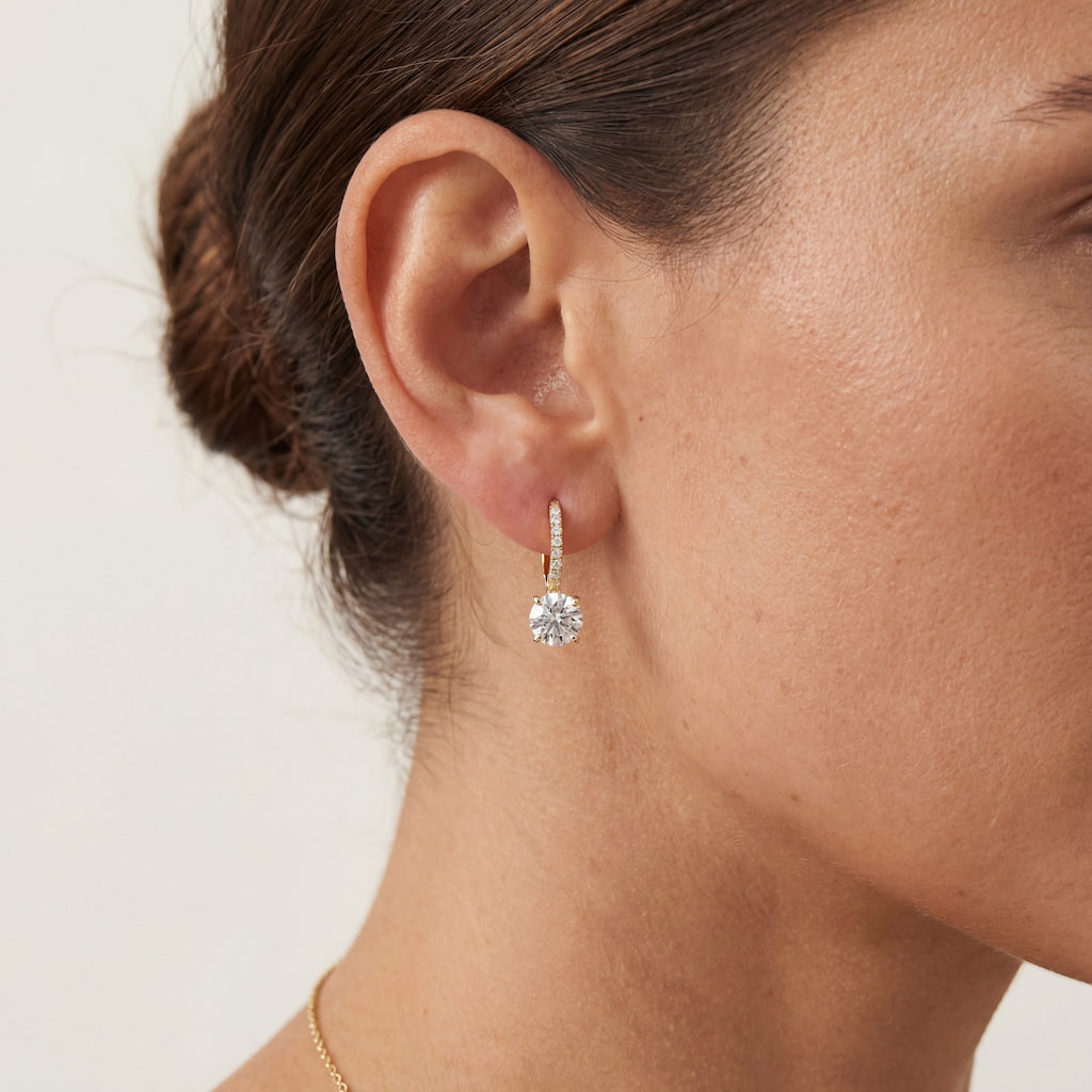 “Zurich” Moissanite 1ct Pavé Drop Solitaire Earrings